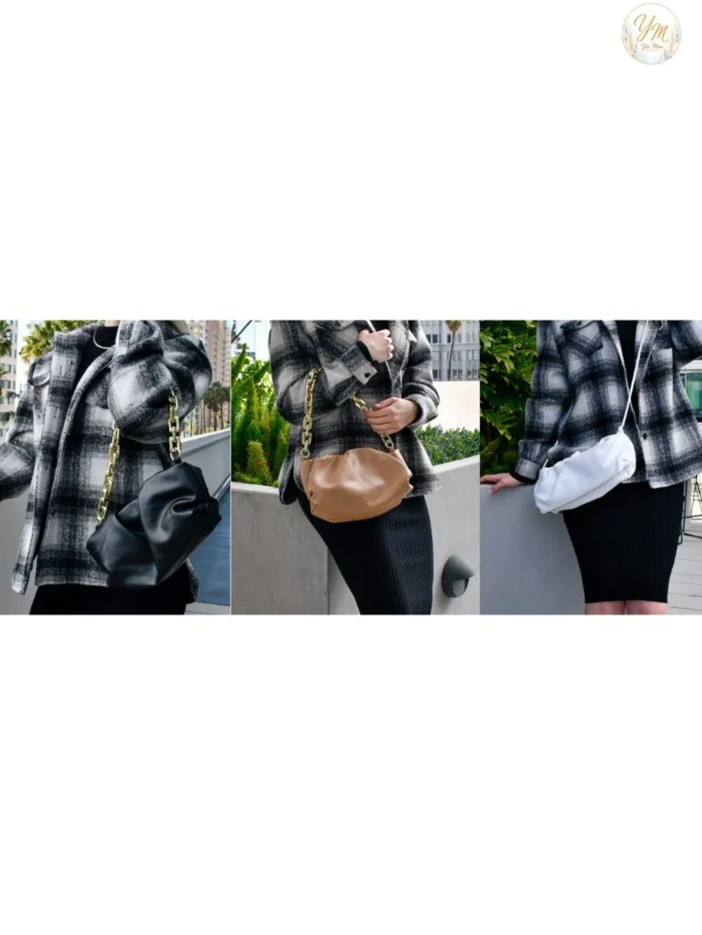 Cloud-Shaped Dumpling Chain Pouch Ruched Faux Leather Clutch